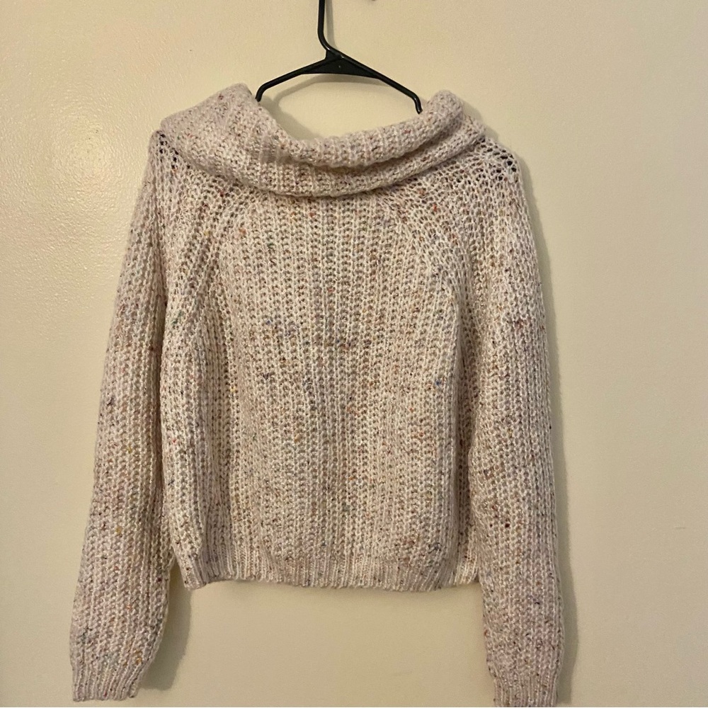 SALE NWT moon & madison Speckled Cream Cowl Neck Sweater XS - Picture 3 of 8